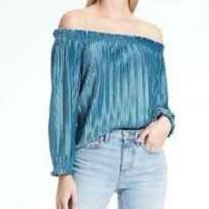 Banana Republic Blue Velvet Off-the-Shoulder Top